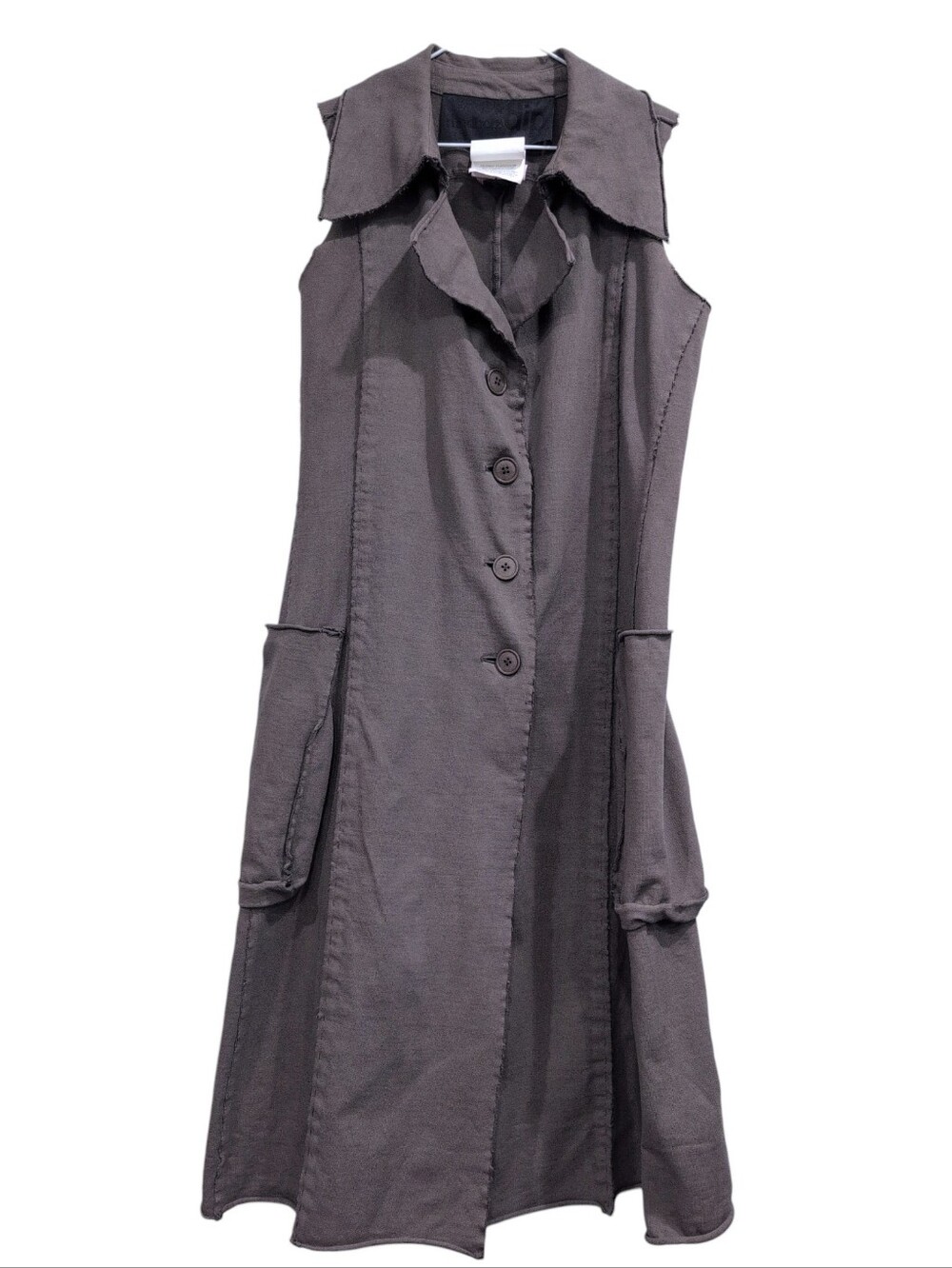 Rundholz DIP Gray Cotton Sleeveless Pocket Dress 100% Cotton